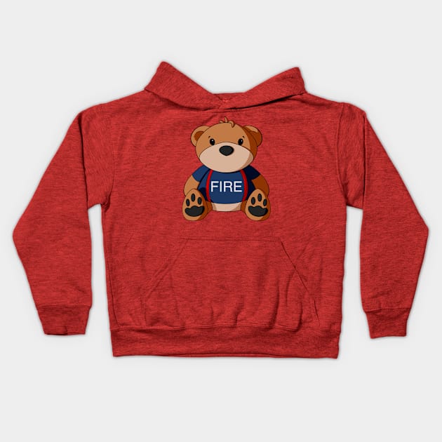 Fireman Teddy Bear Kids Hoodie by Alisha Ober Designs